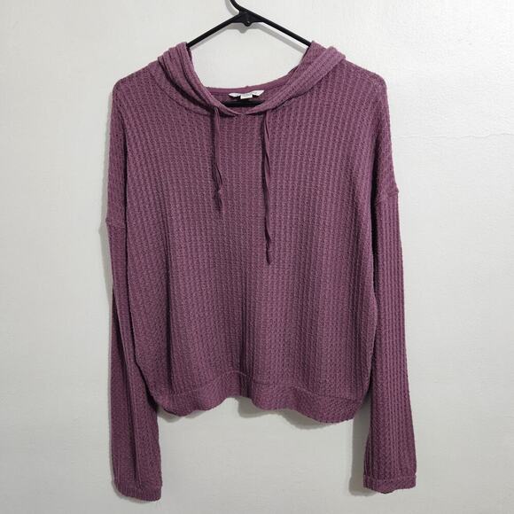 American Eagle Outfitters Tops - American Eagle Mauve Waffle Knit Pullover Hooded Oversized Sweater. Size M.